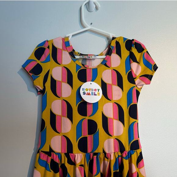 NWT Dot Dot Smile Empire Waist Cap Sleeve Dress – Yellow Retro – Girls 5/6 - Picture 4 of 9